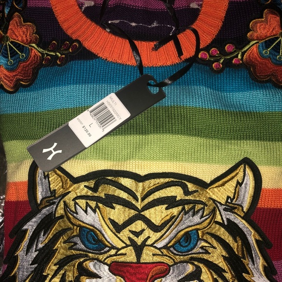 Hudson Nyc Rainbow Tiger Knit Sweater 